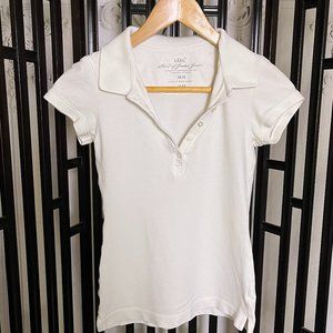 H&M L.O.G.G. White Stretch Cotton Short Sleeve Polo Shirt - Size XS
